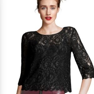 NWOT- Lacy top with 3/4 sleeve black